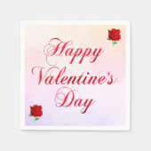 Gelukkige Valentijnsdag Soft Pastel Red Roses Part Servet (Voorkant)
