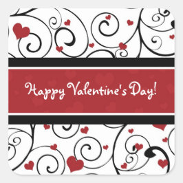 Gelukkige Valentijnsdag Stickers Harten en Swirls