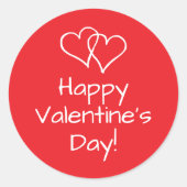 Gelukkige Valentijnsdag stickers met dubbele harte (Voorkant)