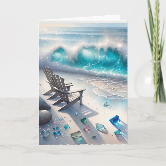 Gelukkige Valentijnsdag | Strand en Zee Glass Kaart (Voorkant)