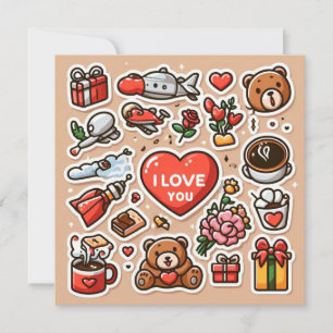 Gelukkige Valentijnsdag-symbolen Feestdagenkaart