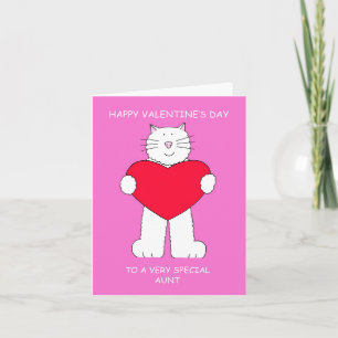 Gelukkige Valentijnsdag Tante White Cat Kaart