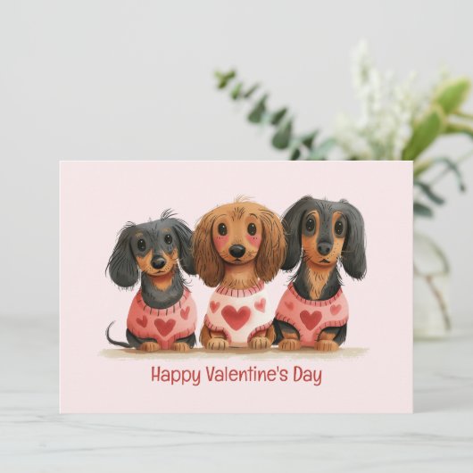 Gelukkige Valentijnsdag teckel honden Feestdagenkaart (Staand voorkant)