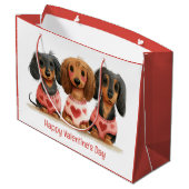 Gelukkige Valentijnsdag teckel honden Groot Cadeauzakje (Achterkant Gekanteld)