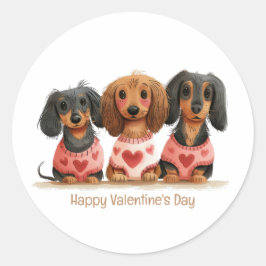Gelukkige Valentijnsdag teckel honden Ronde Sticker