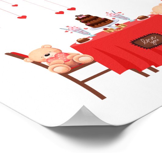 Gelukkige Valentijnsdag Teddy Bear Design Wall Dec Poster (Hoek)