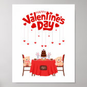 Gelukkige Valentijnsdag Teddy Bear Design Wall Dec Poster (Voorkant)