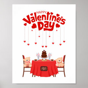 Gelukkige Valentijnsdag Teddy Bear Design Wall Dec Poster