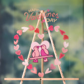 Gelukkige Valentijnsdag Tortelduifjes Roze Hart Kr Acryl Bord (Neutraal)