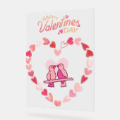 Gelukkige Valentijnsdag Tortelduifjes Roze Hart Kr Acryl Bord (Hoek)