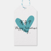 Gelukkige Valentijnsdag turquoise hart naam letter Cadeaulabel (Achterkant)