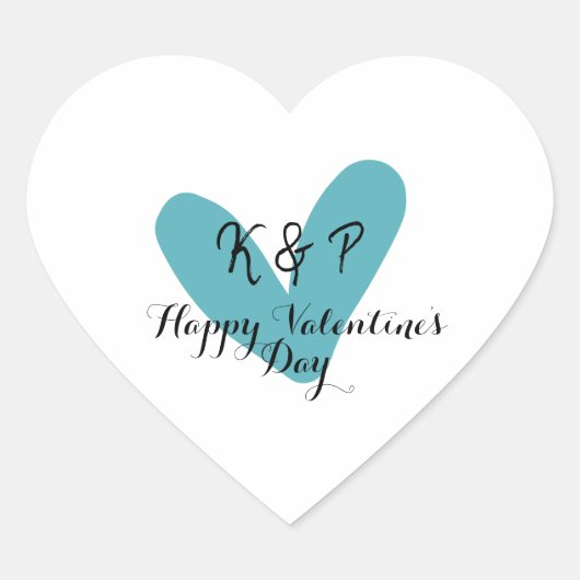 Gelukkige Valentijnsdag turquoise hart naam letter Hart Sticker (Voorkant)