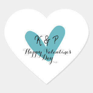 Gelukkige Valentijnsdag turquoise hart naam letter Sticker
