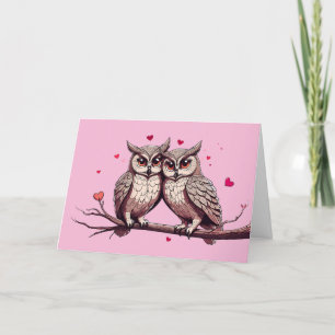 Gelukkige Valentijnsdag Uilen Feestdagen Kaart