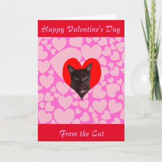Gelukkige Valentijnsdag van de Kat (Zwarte Kat) Feestdagen Kaart (Voorkant)