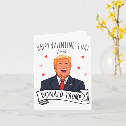 Gelukkige Valentijnsdag van Donald Trump Kaart (Gele Bloem)