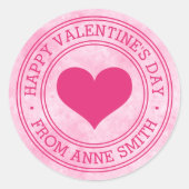 Gelukkige Valentijnsdag van douane Naam roze Ronde Sticker (Voorkant)
