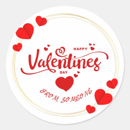 Gelukkige Valentijnsdag van Naam Ronde Sticker (Voorkant)