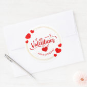 Gelukkige Valentijnsdag van Naam Ronde Sticker (Envelop)