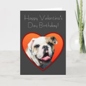 Gelukkige Valentijnsdag Verjaardag Bulldog Kaart (Voorkant)