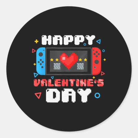 Gelukkige Valentijnsdag Video Game Controller Hart Ronde Sticker (Voorkant)
