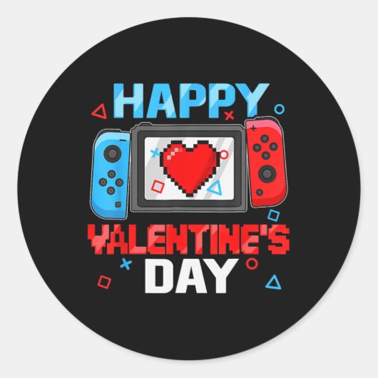 Gelukkige Valentijnsdag Video Game Controller Hart Ronde Sticker (Voorkant)