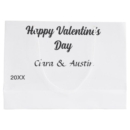 Gelukkige Valentijnsdag voeg naam datum toe eenvou Groot Cadeauzakje (Achterkant)
