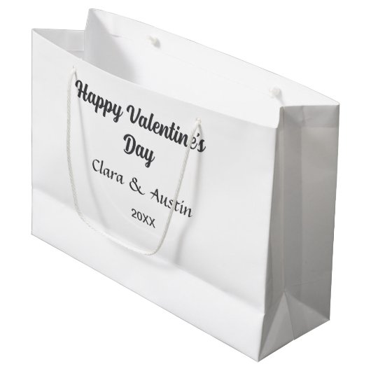 Gelukkige Valentijnsdag voeg naam datum toe eenvou Groot Cadeauzakje (Voorkant Gekanteld)