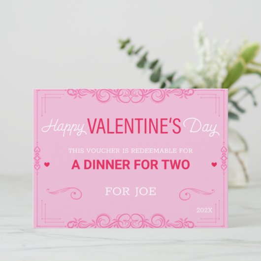 Gelukkige Valentijnsdag Voucher Gift Paar Feestdagenkaart (Staand voorkant)