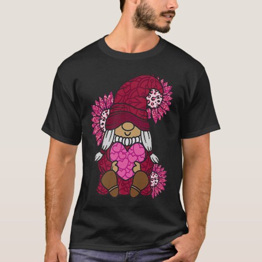 Gelukkige Valentijnsdag Vrouwen Gnome met Zonneblo T-shirt (Voorkant)