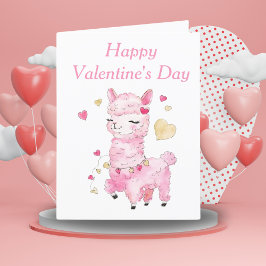 Gelukkige Valentijnsdag Waterverf Llama Feestdagen Kaart