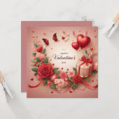 Gelukkige Valentijnsdag Wenskaarten Kaart (Voorkant / Achterkant in situ)