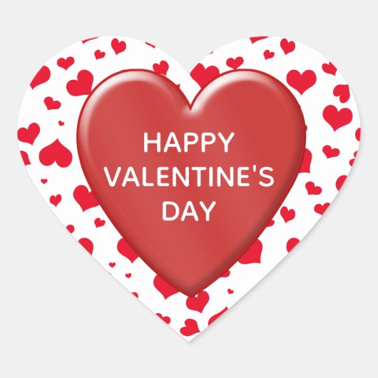 Gelukkige Valentijnsdag Willekeurig Rood Harten Pa Hart Sticker (Voorkant)