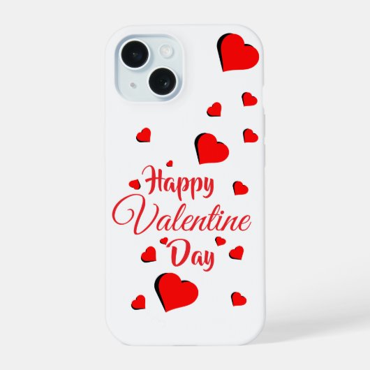 Gelukkige Valentijnsdag wit iPhone 15 Case (Achterkant)