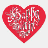 Gelukkige Valentijnsdag wit rood grillig romantisc Hart Sticker (Voorkant)