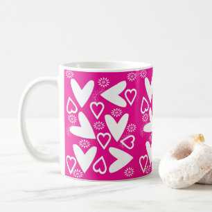 Gelukkige Valentijnsdag Witte Hartjes Koffiemok