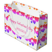 Gelukkige Valentijnsdag Witte Paarse en Roze Harte Groot Cadeauzakje (Achterkant Gekanteld)