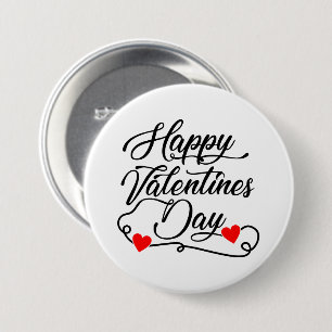 Gelukkige Valentijnsdag woordkunst  Ronde Button 7,6 Cm