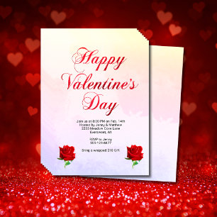 Gelukkige Valentijnsdag Zachte Pastel Rode Rozen F Flyer