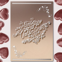 Gelukkige Valentijnsdag zilver calligrafie en roze Folie Feestdagenkaart