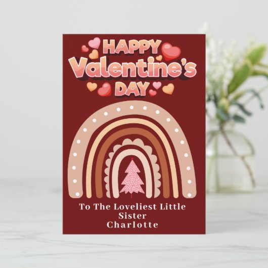 Gelukkige Valentijnsdag Zuster Gepersonaliseerde R Feestdagenkaart (Staand voorkant)