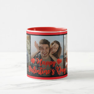 Gelukkige Valentijnsdag Zwart en rood hart Cad Mok