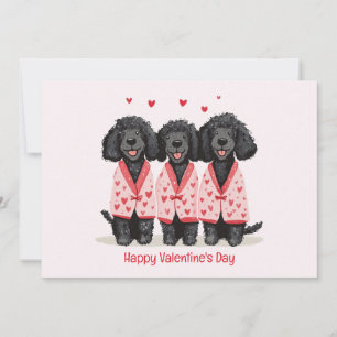 Gelukkige Valentijnsdag Zwarte Standaard Poodles H Feestdagenkaart
