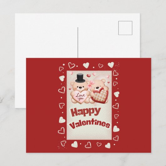 Gelukkige Valentijnse Beren Briefkaart (Voorkant / Achterkant)