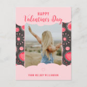 Gelukkige Valentijnse grillige rode hartjes bloeme Feestdagenkaart (Voorkant)