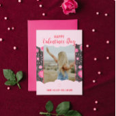 Gelukkige Valentijnse grillige roze harten bloem N Feestdagenkaart