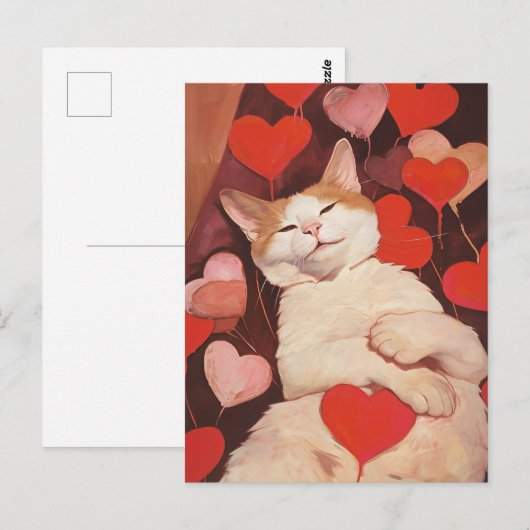 Gelukkige Valentijnse kat Briefkaart (Voorkant / Achterkant)