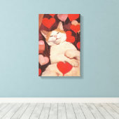Gelukkige Valentijnse kat Canvas Afdruk (Insitu (Houten vloer))
