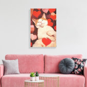 Gelukkige Valentijnse kat Canvas Afdruk (Insitu (Woonkamer))
