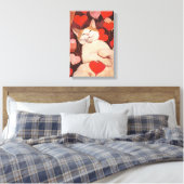 Gelukkige Valentijnse kat Canvas Afdruk (Insitu (Slaapkamer))